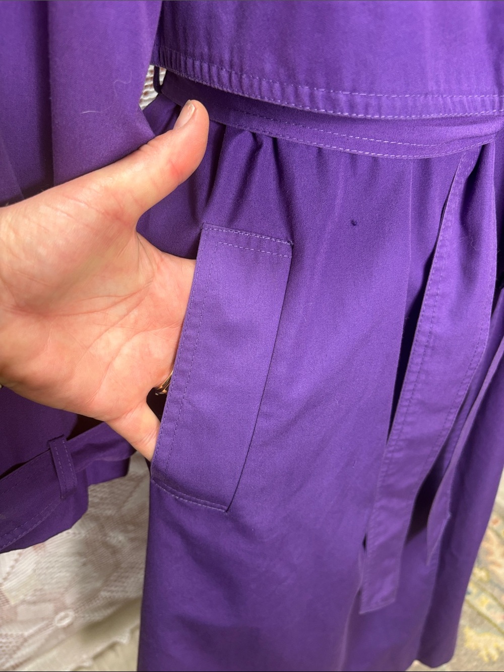 Vintage Northern Climate Purple Trench Coat Size 10 - Picture 4 of 16